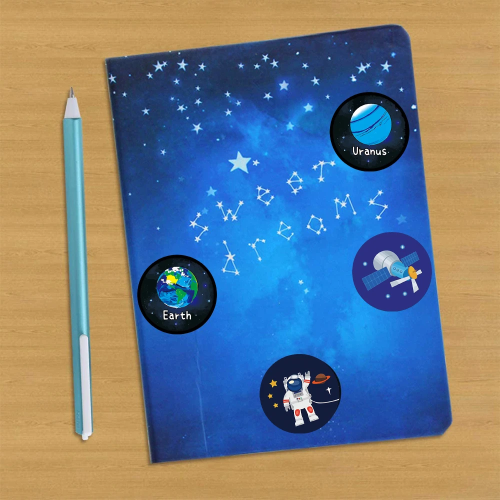 Pegatinas de recompensa para niños, etiqueta de planeta espacial, suministros para profesores de escuela, manualidades, decoración de álbumes de recortes, papelería, 500 piezas