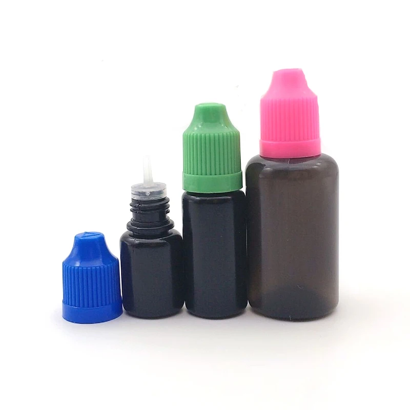 

150pcs Empty Plastic Bottle 5ml/10ml/15ml/30ml Black PE Squeeze Juice Eye Dropper Vial Liquid Container