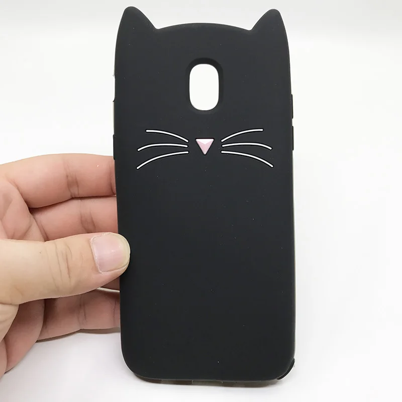 Soft Silicone Phone Case For Samsung Galaxy S7edge J4+ J4plus 2018 3D Cartoon Cute Beard Cat Ears Back Cover