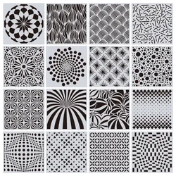 16 Pz/set 15 cm Mandala Geometria Due Disegni FAI DA TE Stratificazione Stencil Pittura Scrapbook Colorazione Goffratura Album Modello Decorativo