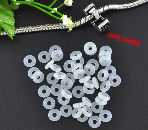 DoreenBeads Black White Rubber Ring/ Silicone Beads Jewelry Findings 6mm for Clip Stopper Beads, Hole: 2.3mm 500 PCs new