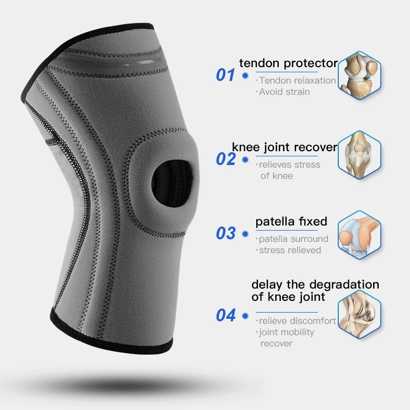 Hollow Sports Knee Brace Support Sleeve Adjustable Patella Stabilizer Knee Protector Nylon Wrap Running Basketball Sports