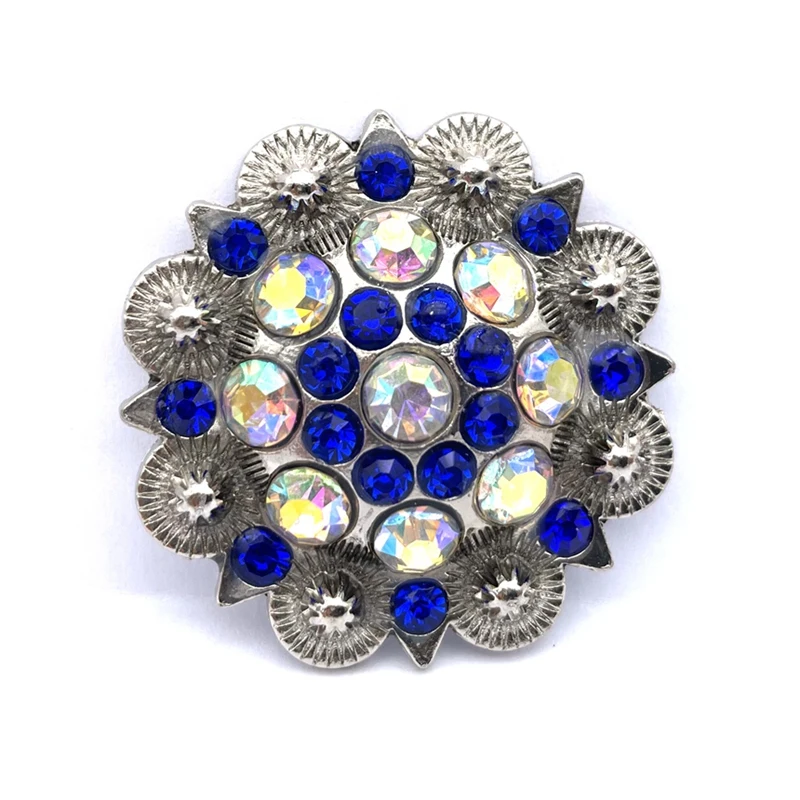 Conchos de Metal para decoración de cinturón, accesorios de diamantes de imitación, color azul lago, se pueden personalizar, 12 unids/lote