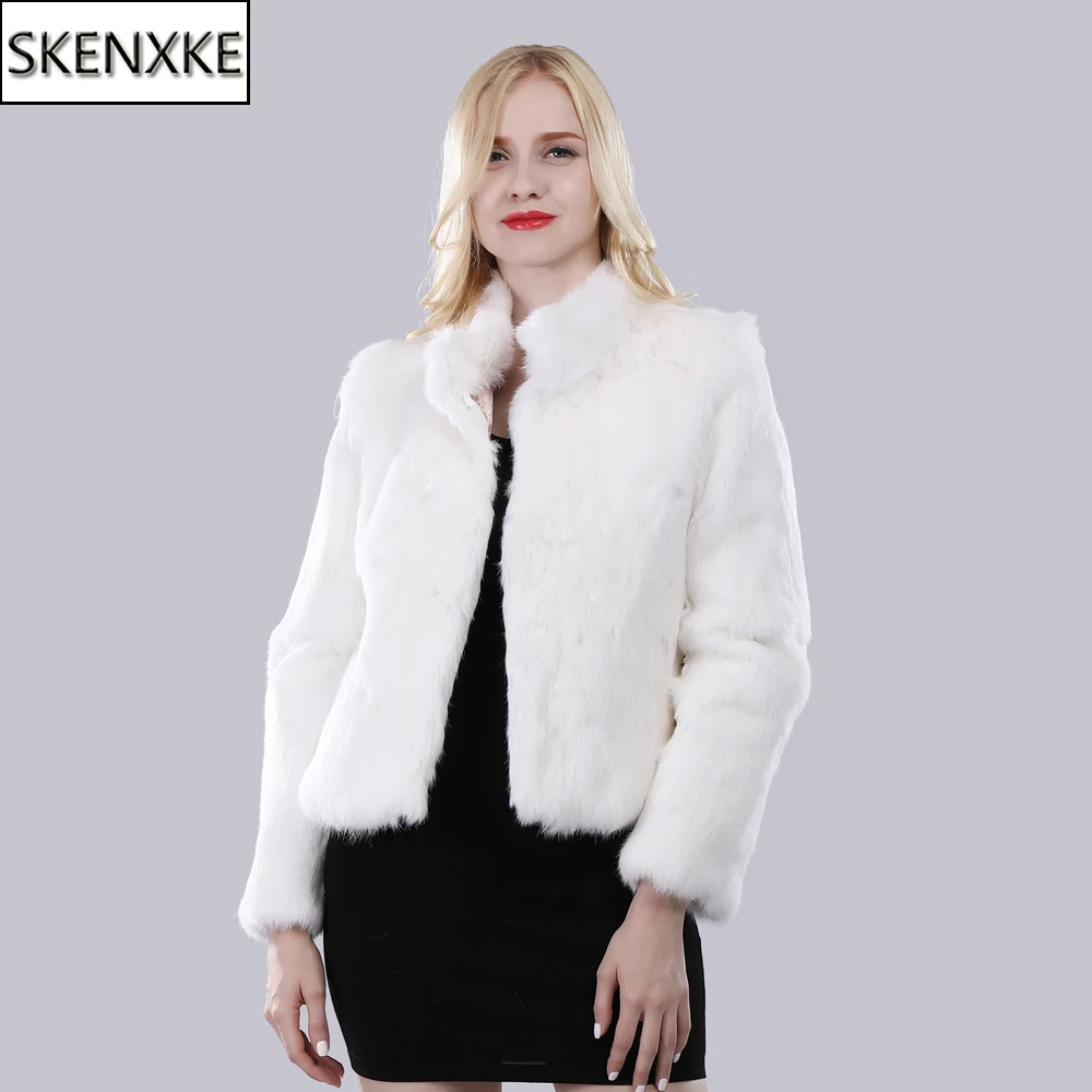 

2024 New Autumn Winter Real Genuine Rabbit Fur Coat Women Full Pelt Real Rabbit Fur Jacket Fashion Fur Mandarin Collar Overcoats