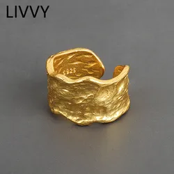 LIVVY – bagues de mariage couleur argent, anti-allergie, accessoires créatifs géométriques faits à la main, bijoux cadeaux tendance, 2021