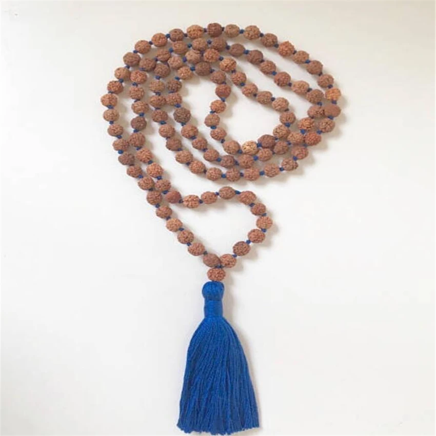 5pcs 8MM 108 Rudraksha Tassel Necklace Unisex Stress mala Buddhist energy Reiki natural Zazen Chakas Healing Bless spirituality