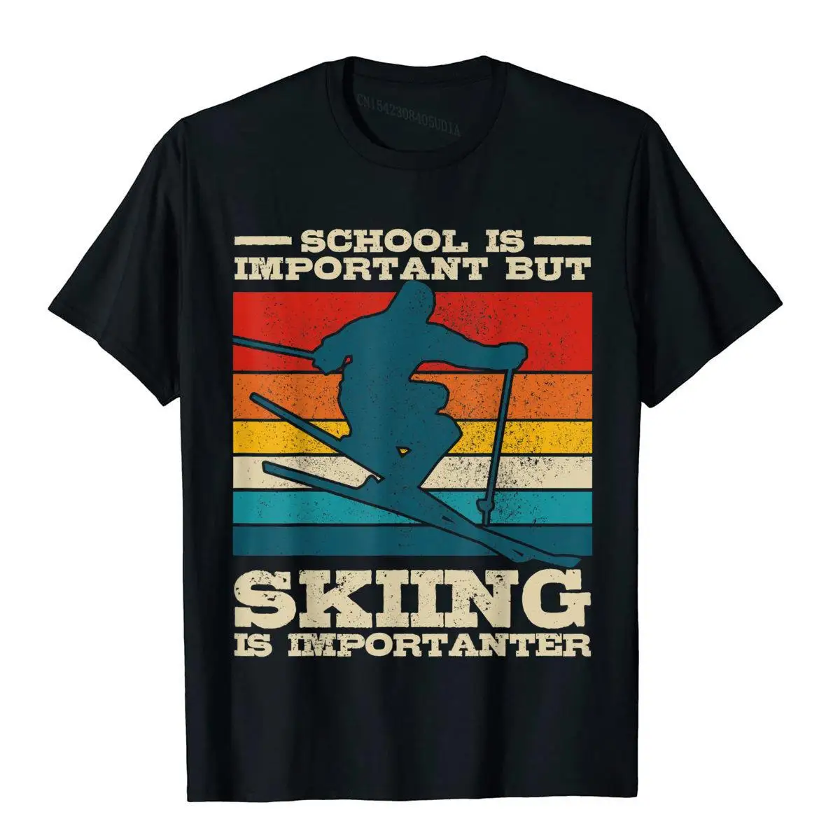 School Is Important But Skiing Is Importanter Ski Funny T-Shirt Cotton Top T-Shirts For Men Street Tops Tees Prevalent Fitness