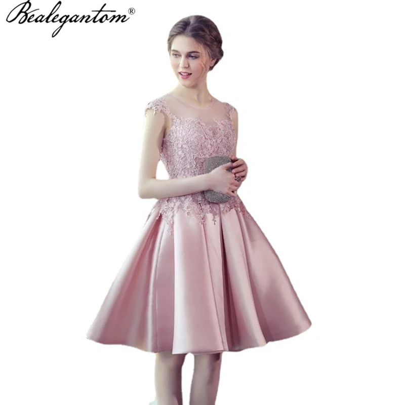 

Bealegantom Lace Short Scoop Homecoming Dresses 2023 Tulle Crystals Appliques Bead Mini Graduation Party Prom Gown HD151