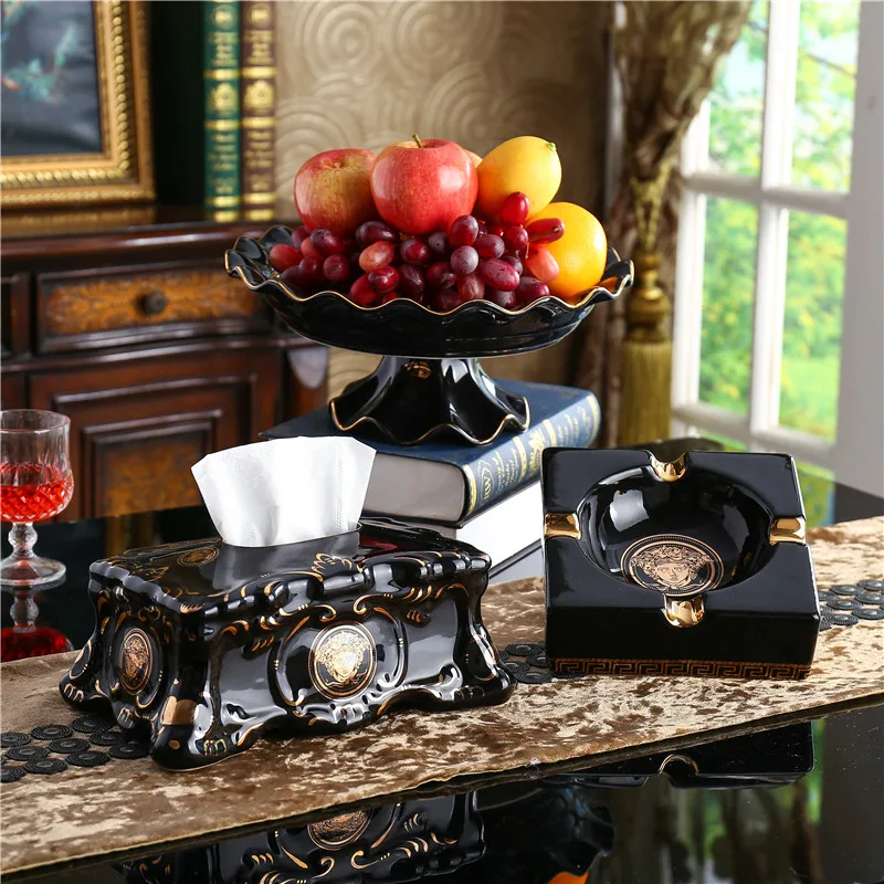 

Ceramic Bathroom Paper Holder Tea table Furnishing Articles Fruit Tray Ashtray Decoration Home Office Table Accessories