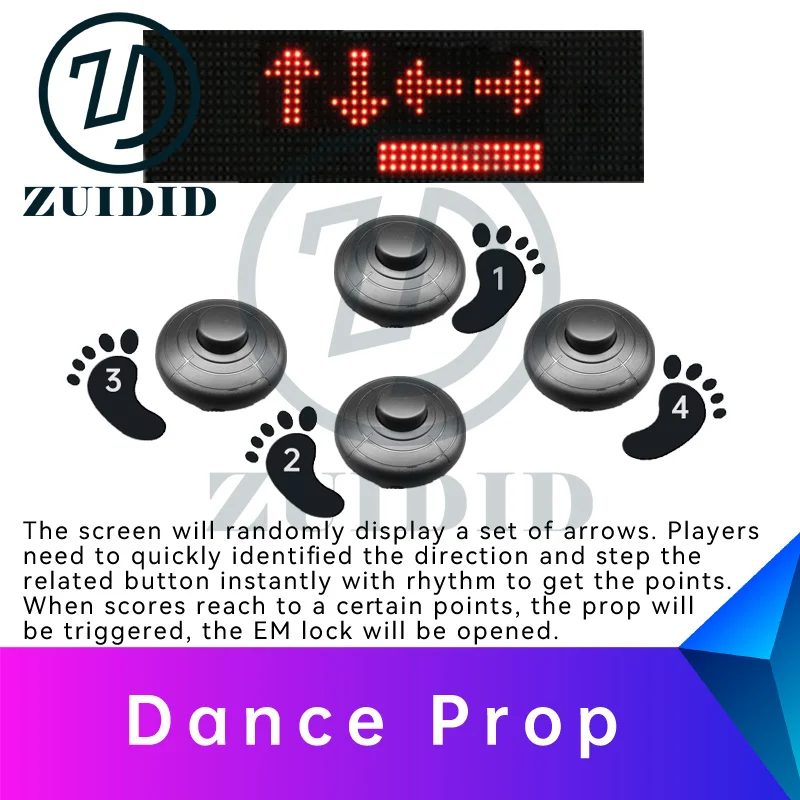 ZUIDID escape room Dance Prop step the related button instantly with rhythm to unlock escape game