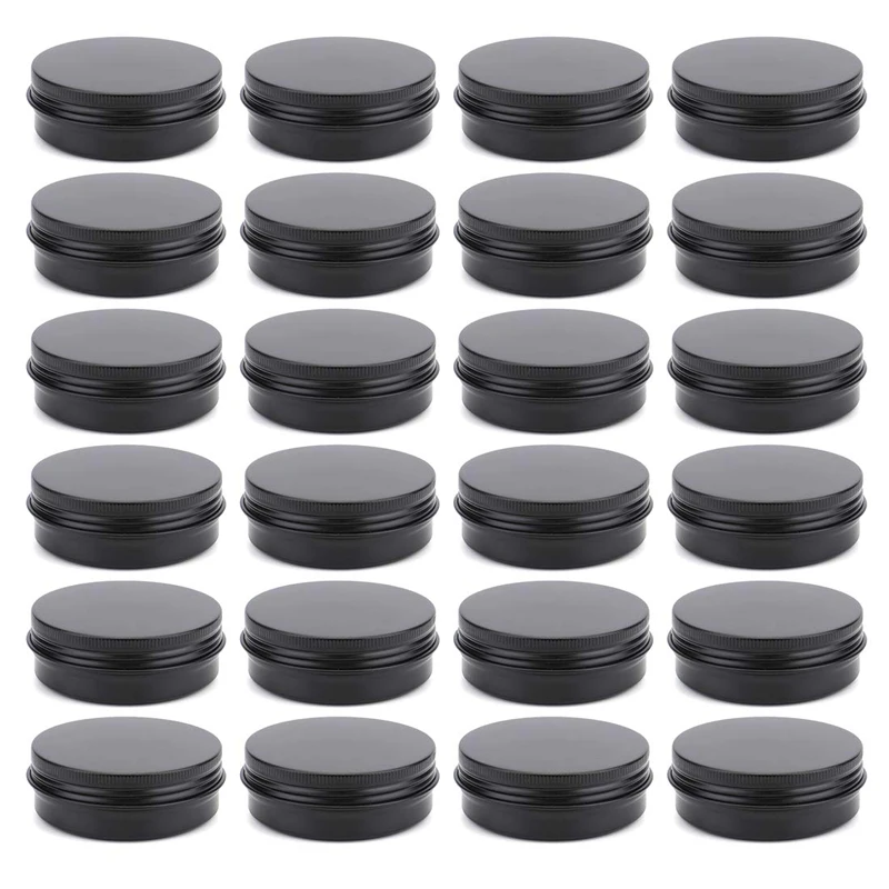 100Pcs 5g 10g 15g 20g 30g 50g Empty Black Aluminum Tins Cans Screw Top Round Candle Spice Tins Cans with Screw Lid Containers