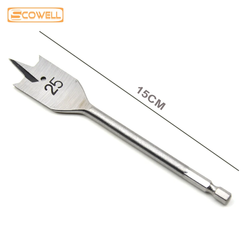 Punta da trapano a forcella piatta da 6 pezzi 10mm-25mm Set di foratura per legno in acciaio codolo esagonale punta da trapano a forcella per la lavorazione del legno s accessori per utensili fai da te
