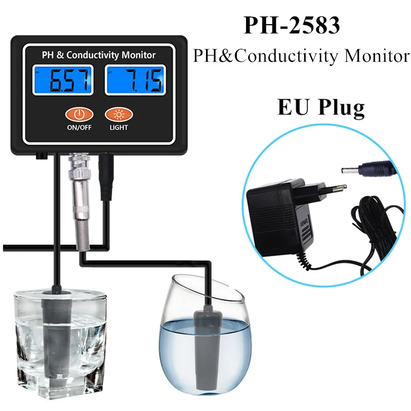 

2 In 1 Online PH & EC Conductivity Monitor Meter Tester ATC Water Quality Real-time Continuous Monitoring Swimming Pool 40% off