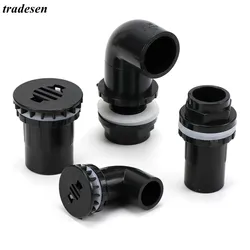 I.D 20~50mm Black PVC Pipe Aquarium Fish Tank Drainage Connector Drain Fittings Straight Inlet outlet Elbow Overflow Connectors