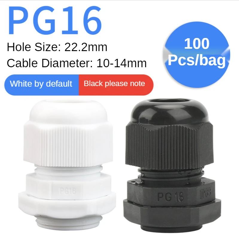 PG16 Cable Gland Connector Waterproof Nylon Plastic 100PCS for 10-14mm Cable CE high quality Hot Sale