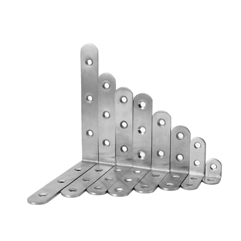 10PCS Stainless Steel Angle Corner Brackets Fasteners Protector Seven Size Corner Stand Supporting Furniture Hardware