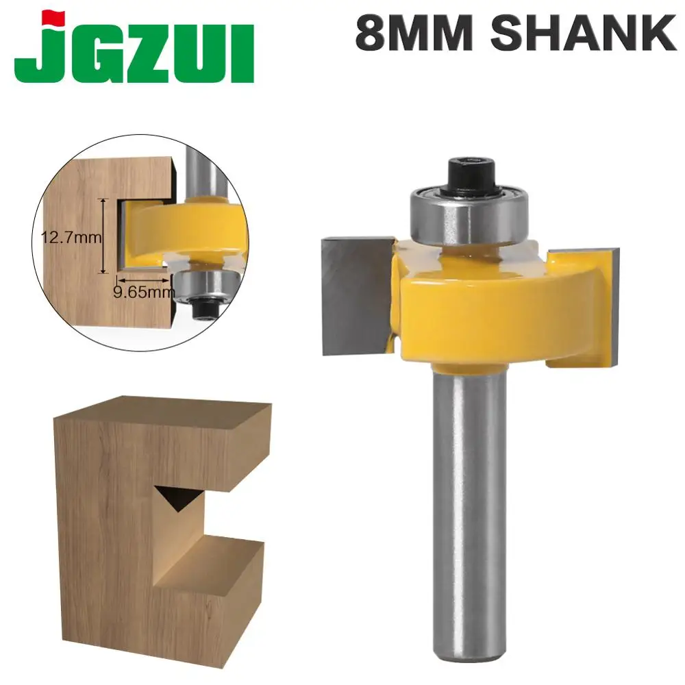 

1pc 8mm Shank T-Sloting Router Bit Bit with Bearing Wood Slot Milling Cutter T Type Rabbeting Woodwork Tool for Wood