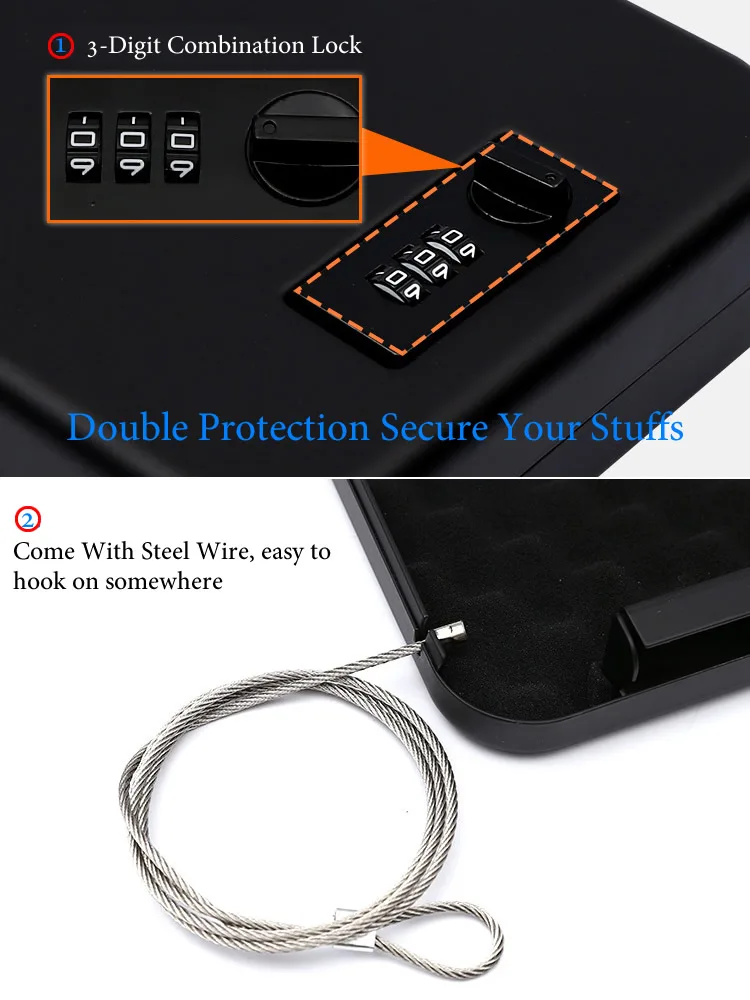 New Portable Security Box Pistol Safes Cash Jewelry Money Safe Box With Combination Lock Password For Home Car Office Safe