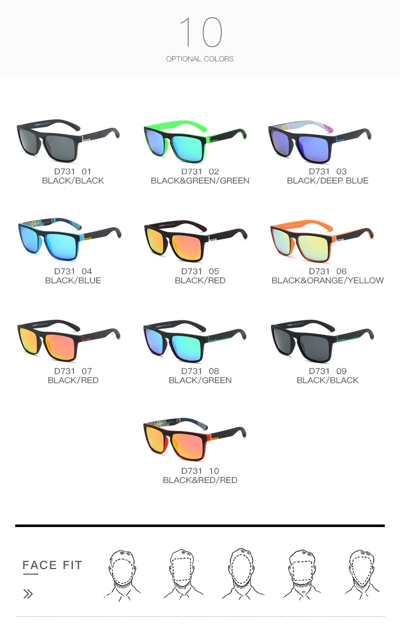 DUBERY خمر النظارات الشمسية المستقطبة الرجال نظارات شمسية للرجال القيادة الأسود مربع Oculos الذكور 10 ألوان نموذج UV400 731