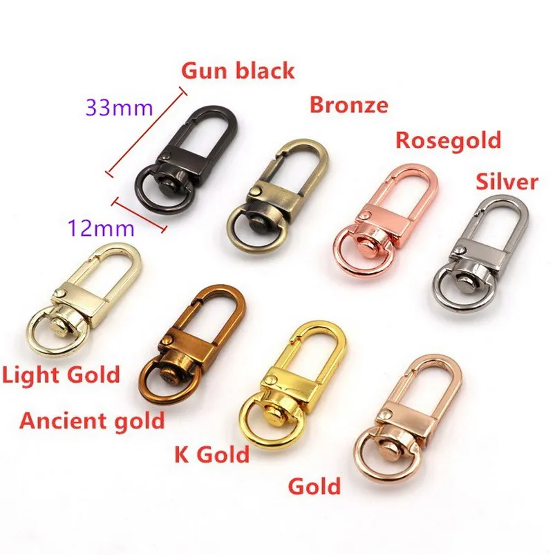 500Pcs 12X33MM Alloy Rotatable Lobster Clasp Dog Key Chains Buckle Bag Hook Keychain Connectors For DIY Jewelry Making Findings