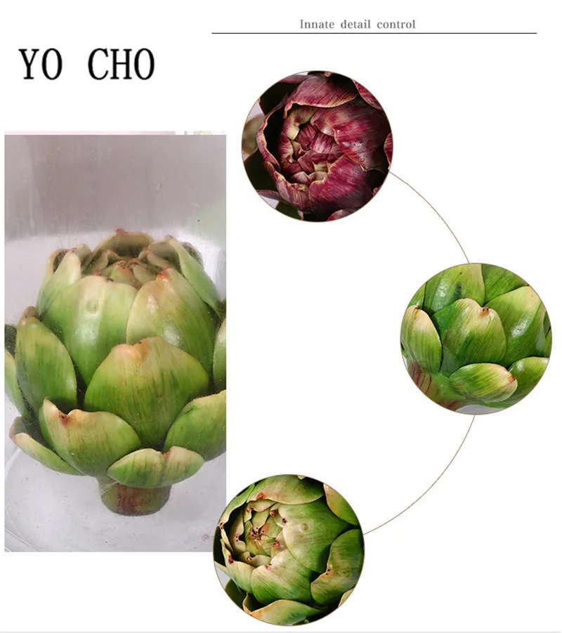 YO CHO Künstliche Artischocke aus Kunststoff, Obst, Artischocke für Küche, Zuhause, Kunstdekoration, Tischdekoration, künstliche Pflanze – Detail 10