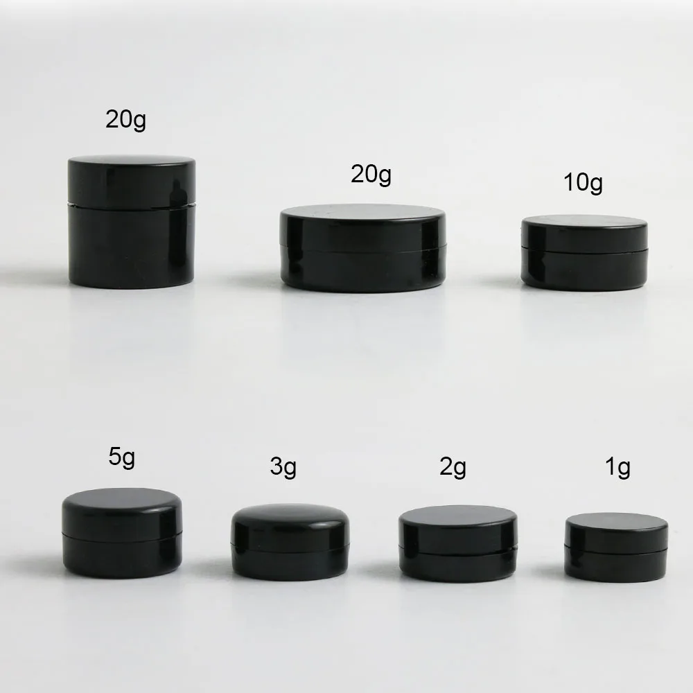 10pcs 1/2/3/5/10/20g Portable Mini Jars Pot Box Makeup Nail Art Cosmetic Bead Storage Container Black Travel Cream Jar Portable