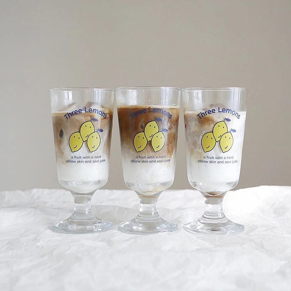 Korean Ins Bloggers Use Three Lemon Goblet Water Glasses Foam Water Glass Red Wine Glass Champagne Glass Family Essential