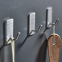 Gancho de pared de acero inoxidable autoadhesivo para cocina, Hogar, baño, Bola de baño, colgador de llaves, Perchero de almacenamiento, soporte colgante