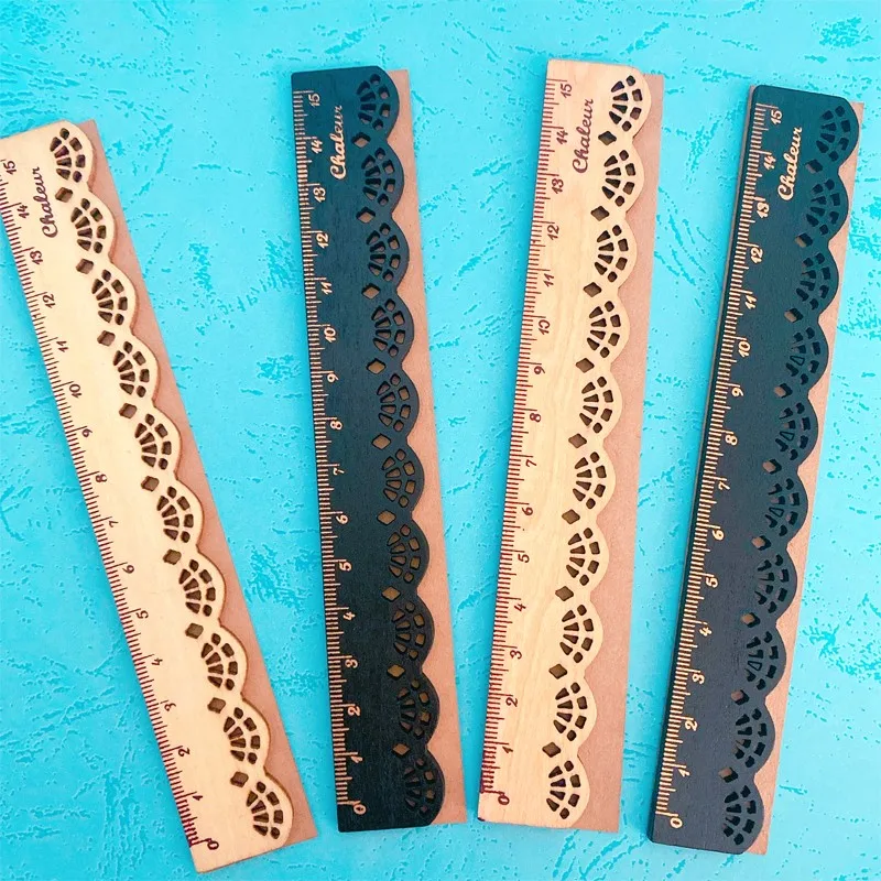 1pcs/lot NEW  vintage lace design wood Ruler bookmark 15 CM straight ruler Measuring Straight Ruler office school supplies