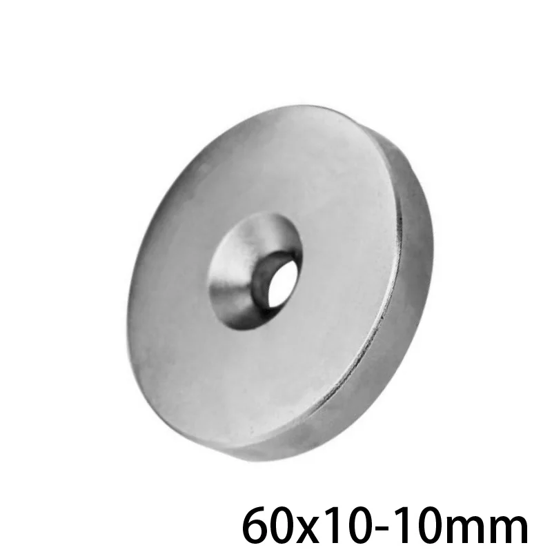 

1/2/3CS 60x10-10 mm Strong Magnet 60*10 mm Hole 10mm Countersunk Neodymium Magnetic 60x10-10mm Permanent NdFeB Magnet 60*10-10