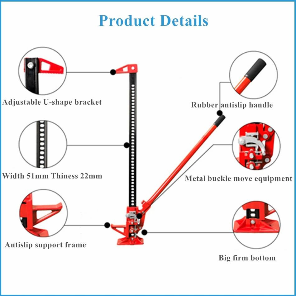 1 Pack 3-ton Steel Hi Lift Jack Load Capacity 33