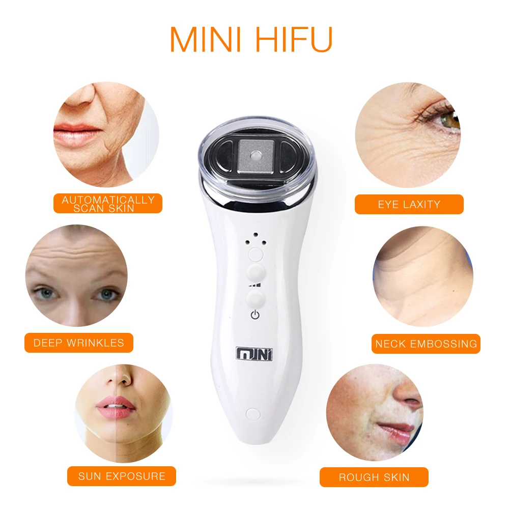 Mini Hifu Ultrasonic Facial Skin Care Face Lifting RF Radio Frequency Skin Rejuvenation Anti Wrinkle Removal Tightening Therapy