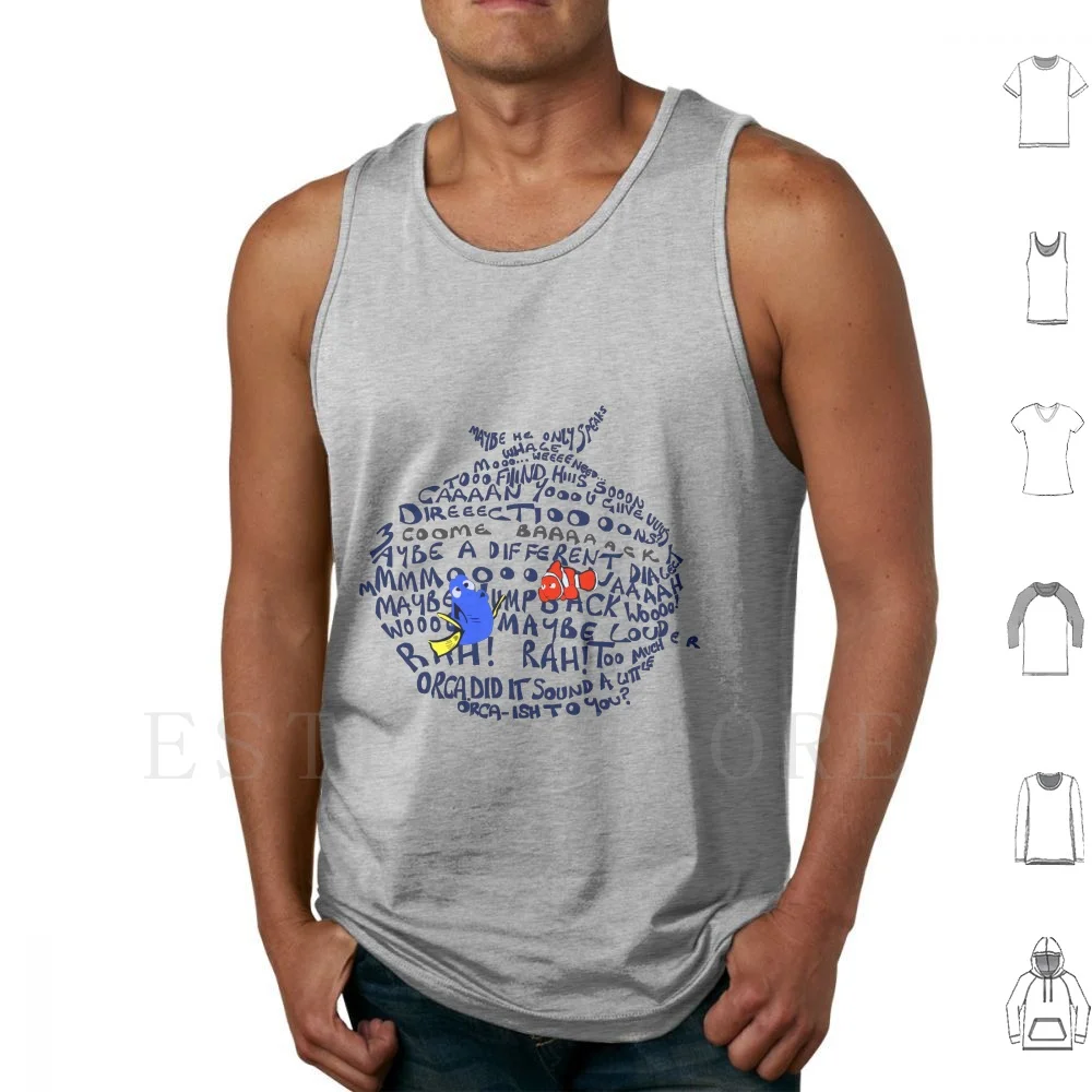 Camisetas sin mangas Speak Whale, chaleco de algodón con diseño de ballena, pez, Dory, marlín, tipografía Speak Whale