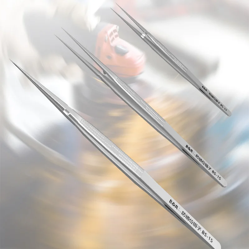 Pinzas de precisión de acero inoxidable para reparación de teléfonos, micropinzas Ultra puntiagudas de 147mm, antidesajuste, Chip IC