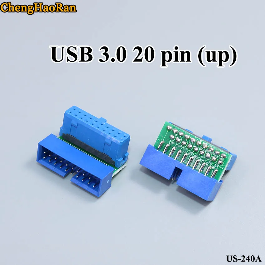 ChengHaoRan 1pcs USB 3.0 20-pin female connector wire-type up-down motherboard right-angle converter steering head 90 degrees