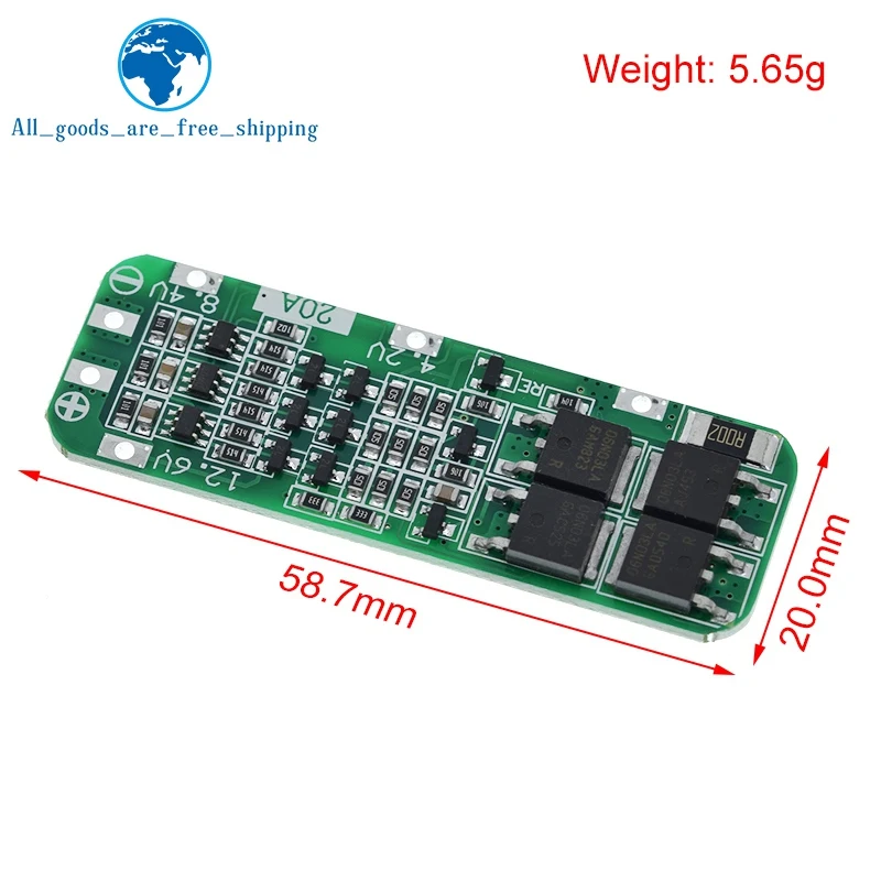 PCB BMS Proteção Board para Drill Motor, 3S 20A Li-ion Battery 18650 Carregador, 12.6V Lipo Cell Module, 64x20x3.4mm