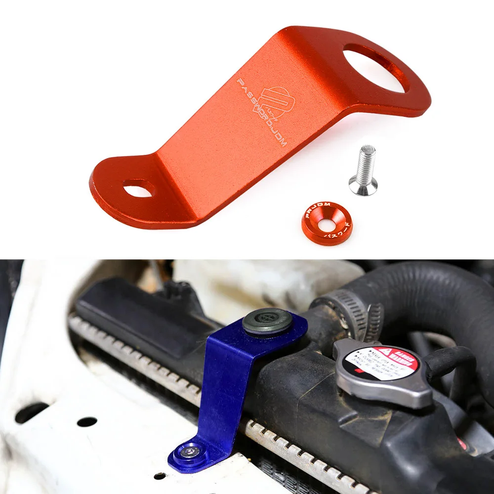 Racing Aluminum Radiator Stay Bracket Bolt Kit Universal Fit for 92-95 Honda Civic EG With Logo RS-HR002