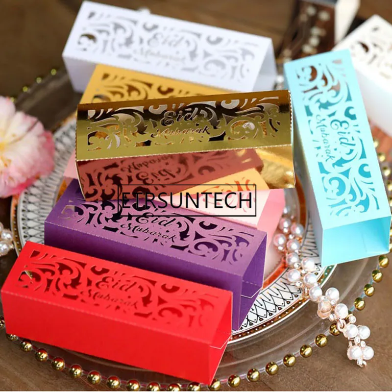 

300pcs Eid Mubarak Box Ramadan Kareem Favor Gift Boxes DIY Candy Box Islamic Muslim Festival Party Supplies