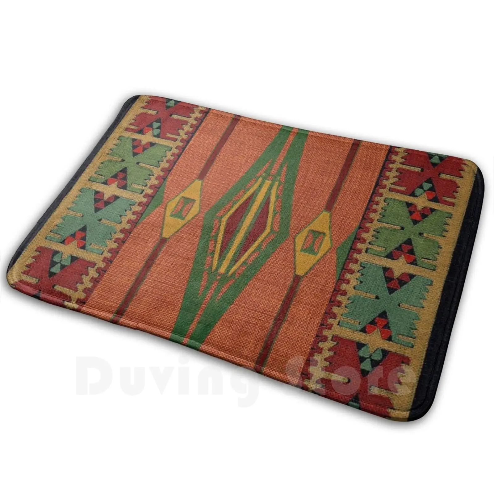 

Art Deco Canvas Carpet Mat Rug Cushion Soft Art Aztec Design Earthy Colours Rustic Retro Vintage Tribal Pattern