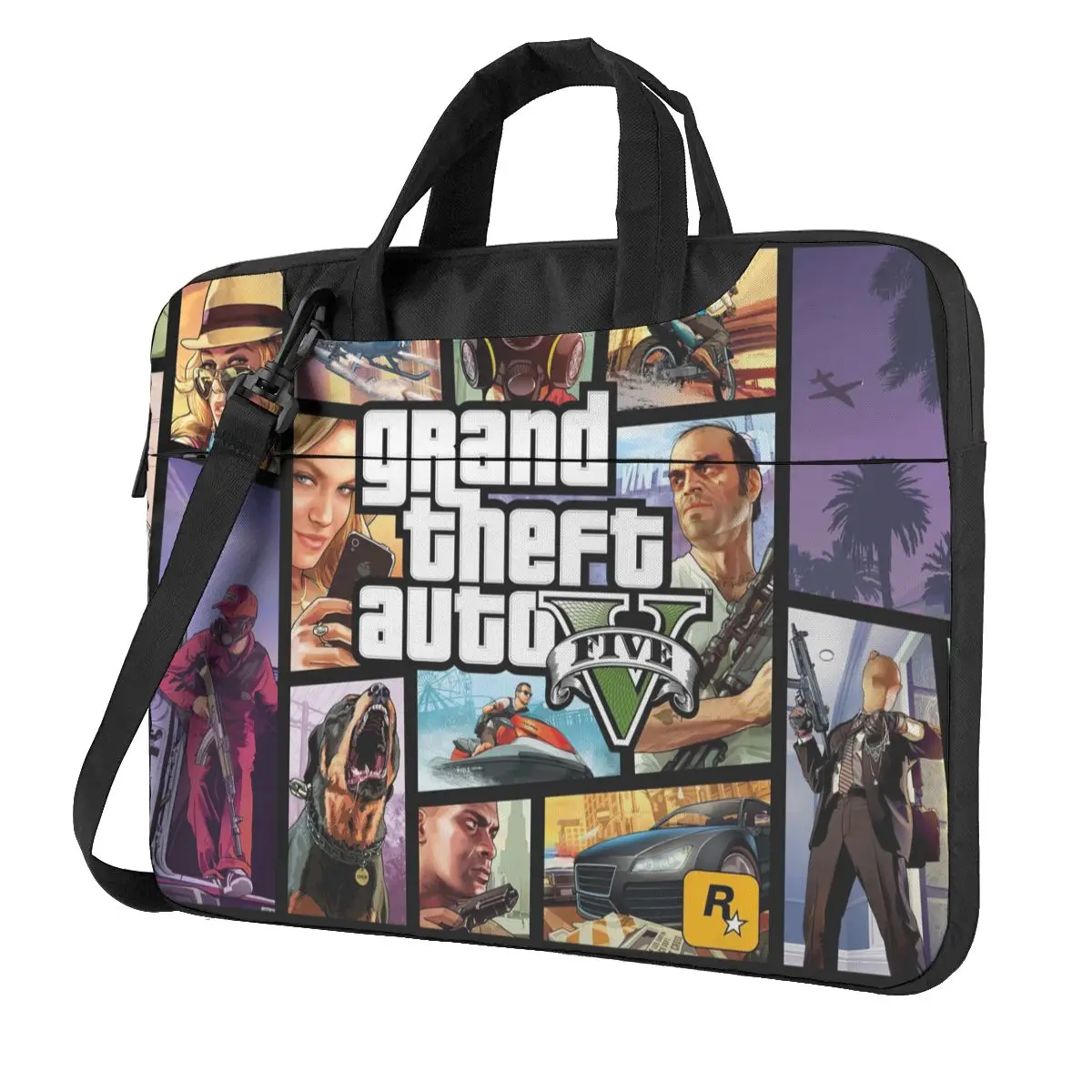 

Video Game - Grand Theft Auto V Laptop Bag Case Protective Vintage Computer Bag Bicycle Crossbody Laptop Pouch