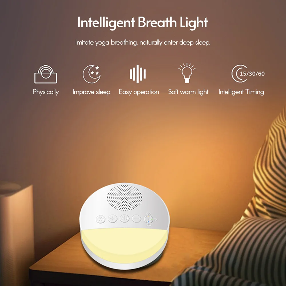 7/1PCs Baby White Noise Sleep Machine Built-in 6 Soothing Sound Soft Breath Light Timed Shutdown Sleep Machine Sound Player