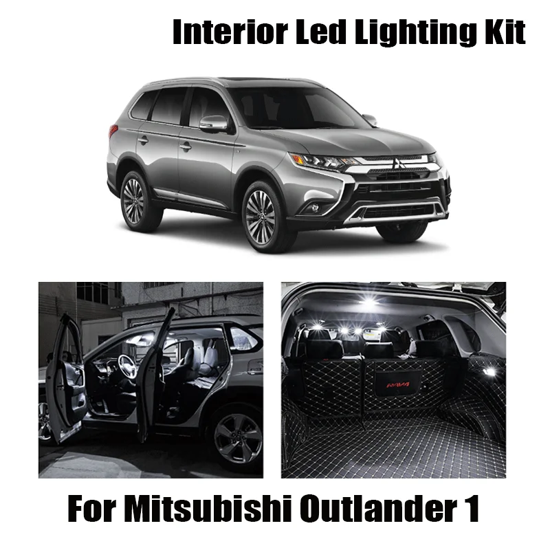 8 peças canbus para mitsubishi outlander 1 (2001-2006) veículo led mapa cúpula luz interior lâmpada da placa de licença iluminação do carro