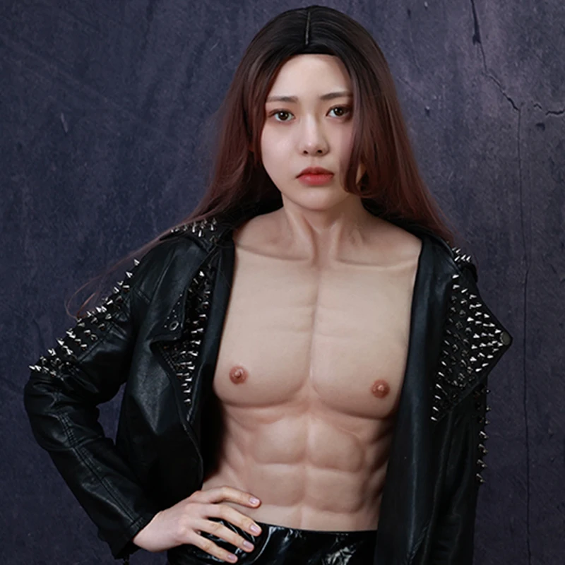 Silicone Small Size Realistic Muscle Suit For Man Cosplay Costume Male Fake Chest Bodysuit Halloween Simulation Muscles