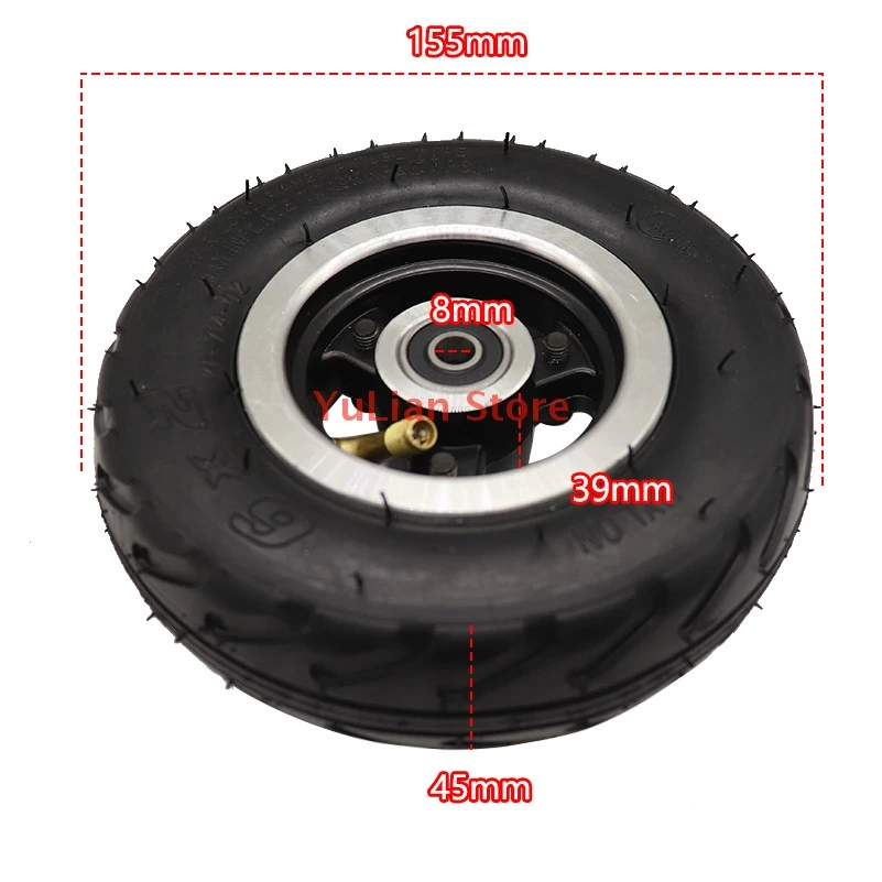 6 Metal tyre/Solid Wheel Inch Cart Scooter With Axle Trolley 8/10mm 608 Hub Wheel Hole 6x2 /628 Electric Bearings Tire Air Wheel