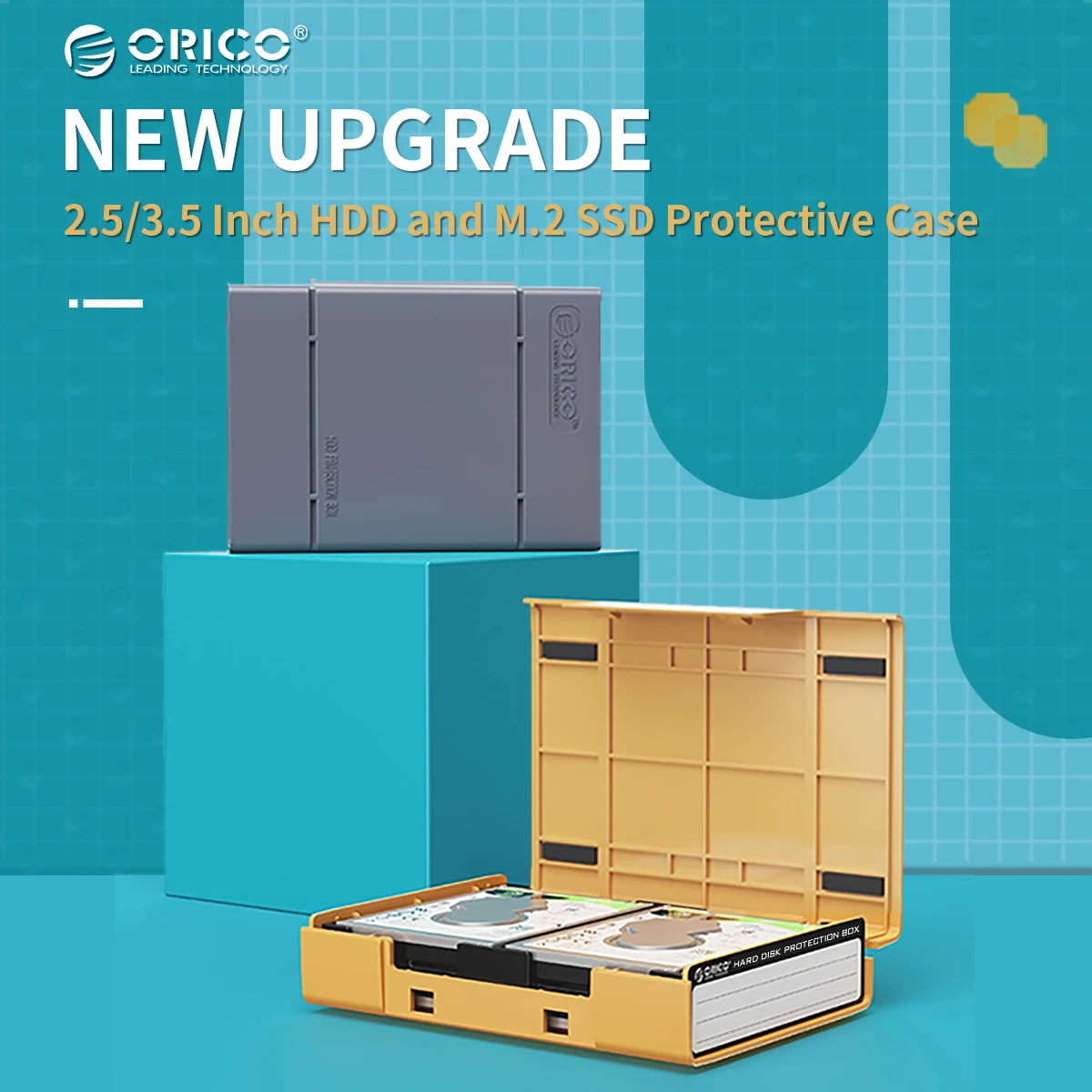 ORCIO  2.5" 3.5" Hard Drive Disk Protect Box Hard Case Box with Label for M.2 SSD HDD Case Water-proof Storage Box