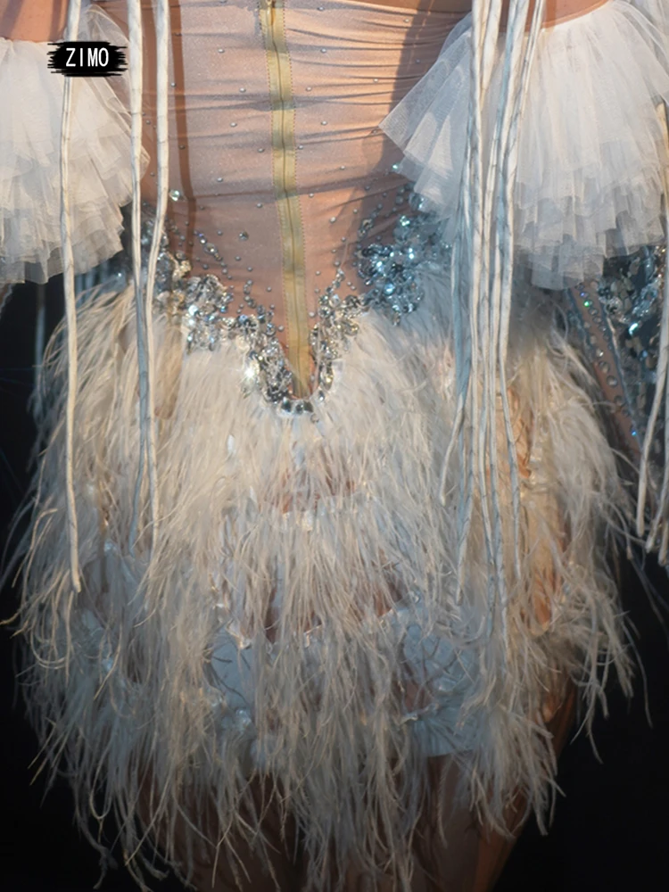 new arrival sequin dress feather sexy Women Birthday party club Celebrate See Through Stage Dance DJ festival outfit drag queen