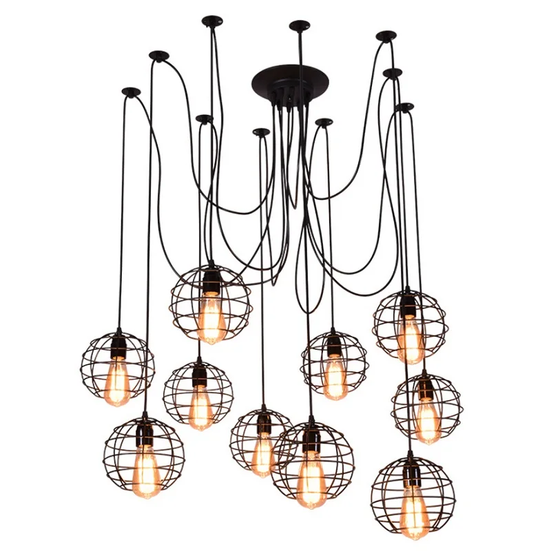 

5/6/8/10heads Lights Lustre Retro Loft Pendant Wrought Iron Lamps AC 85V-260V Pendant Lights Spider Lights