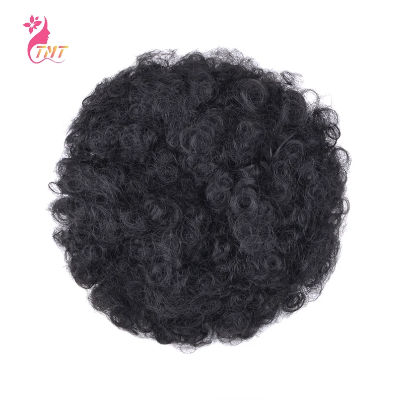 Synthetic Postiche Cheveux Afro Puff Drawstring Short Curly Afro Chignon Pony Tail Claw Clip In On Bun Chignon Hairpiece