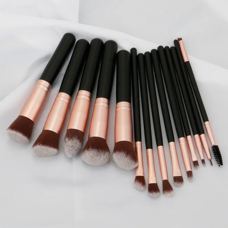 14pcs makeup brushes set for foundation powder blusher lip eyebrow eyeshadow eyeliner brush cosmetic makeup tool black