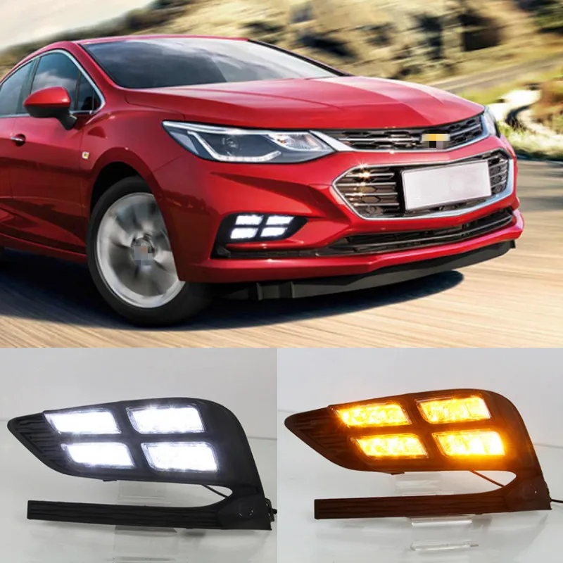 

2 шт. DRL для Chevrolet Cruze 2016 2017 2018 дневные ходовые огни Противотуманные фары крышка фары 12В дневной сигнал для Chevy